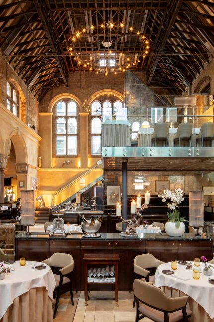 The exclusive private dining mezzanine overlooking the grand hall at Galvin La Chapelle.
