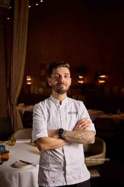 Chef Director Arturo Granato at Michelin-starred Galvin La Chapelle in London.